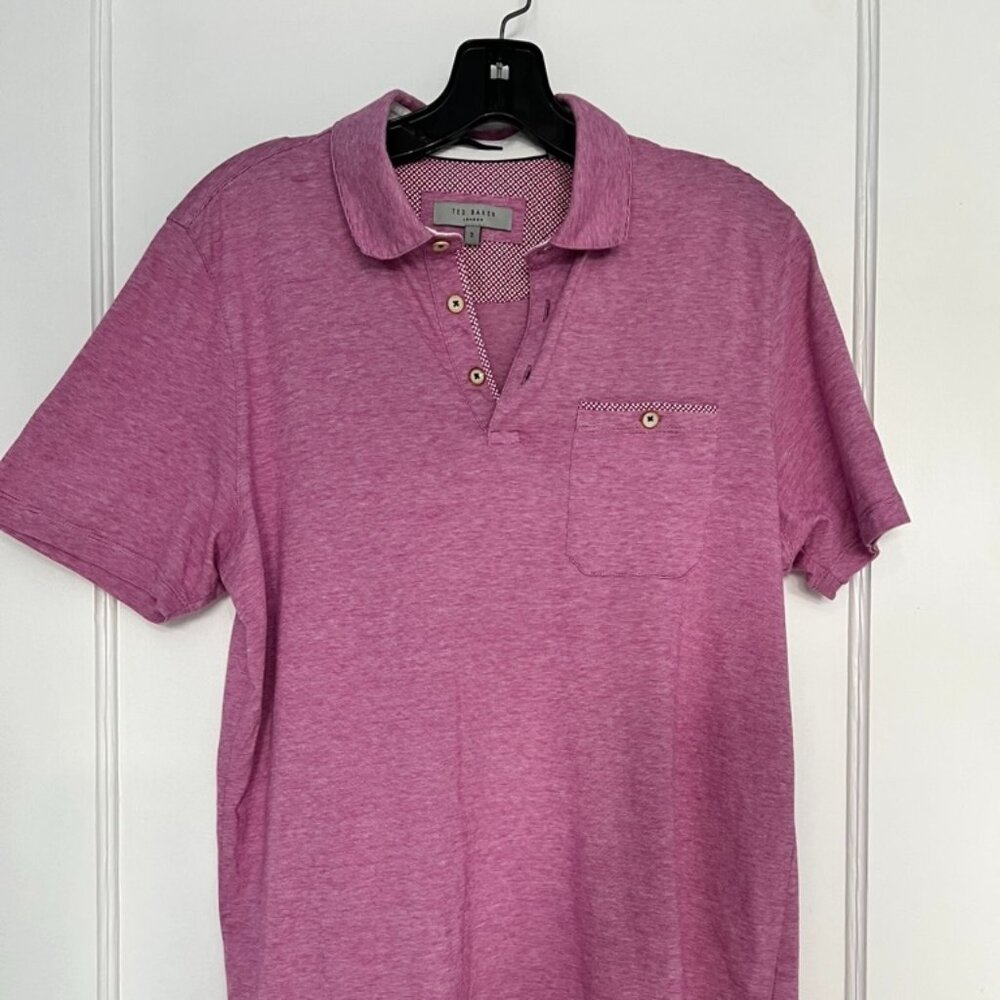 Ted Baker Men's Polo Shirt Size 3 Pink/Red